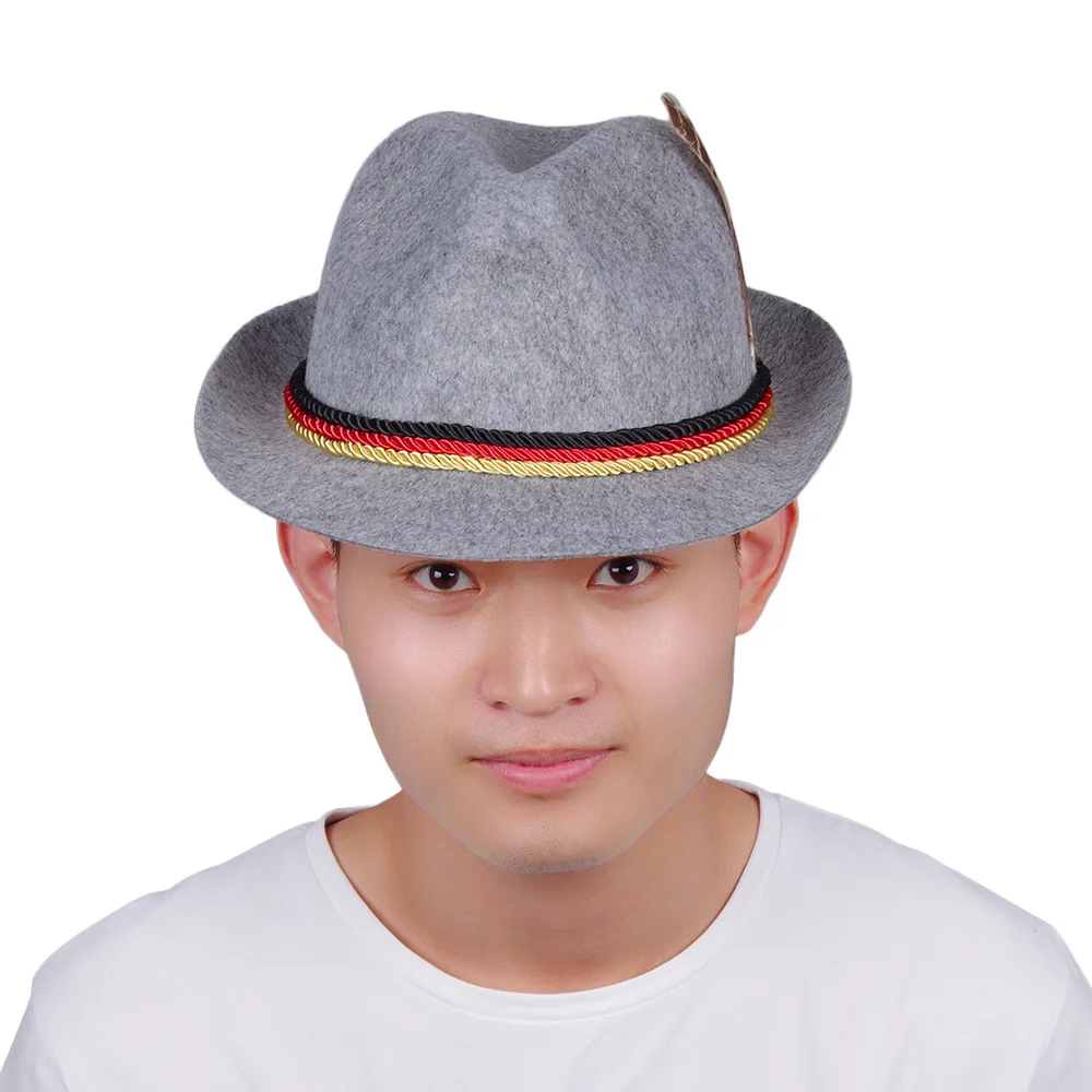 Твердые Fedoras серые ленты шляпы Октоберфест немецкий баварское пиво фестиваль шапки для мужчин женщин аксессуары для карнавала