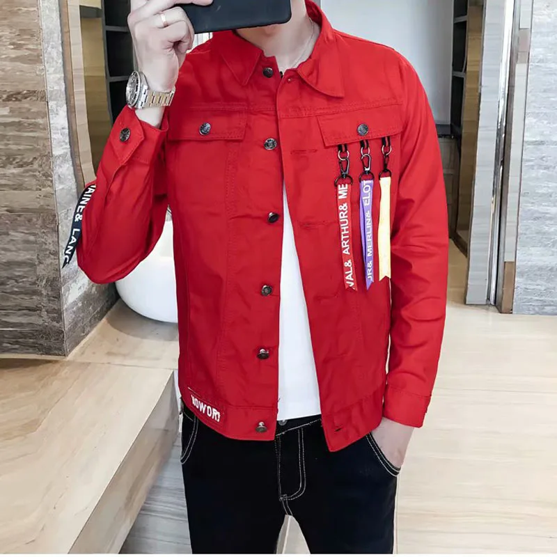 

Spring Autumn 2020 Fashion Casual street New Men's Jacket Korean Slim Casual Wild Ribbon Men's Youth Student Men's Jacket