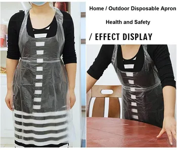 

100pcs Adults Unisex Disposable Pe Apron For Cooking Sanitary Cleaning Suitable Oil Stain Water Resistant Protective Apron 714