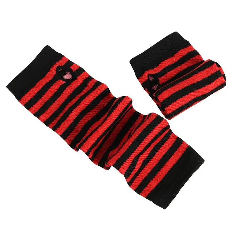 Women's Korean version of the warm long gloves arm sets wholesale classic black white striped finger cotton long wristband