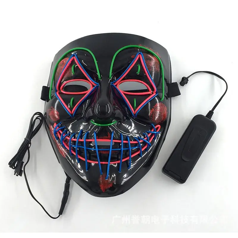 Хеллоуин EL Wire страшная маска светодиодный Косплей Костюм сверкающие с подсветкой Маска для костюма ужасная маска полная маска для лица Хэллоуин Q1