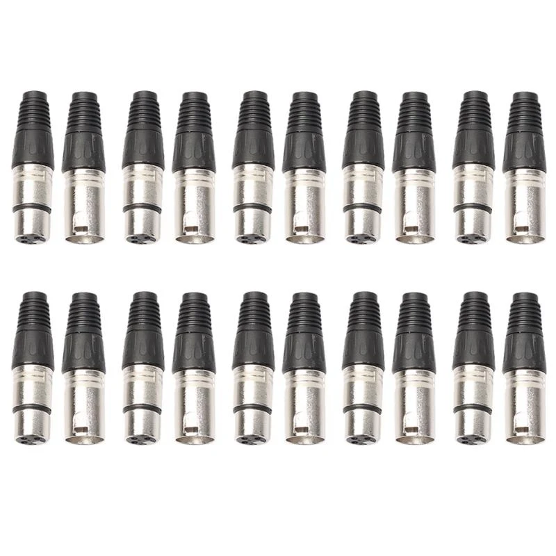 

10 Pairs 3 Pin XLR Audio Cable Connector Male/Female MIC Jack Plug and for Microphone Cable Electrical Adapter Audio Cable Black