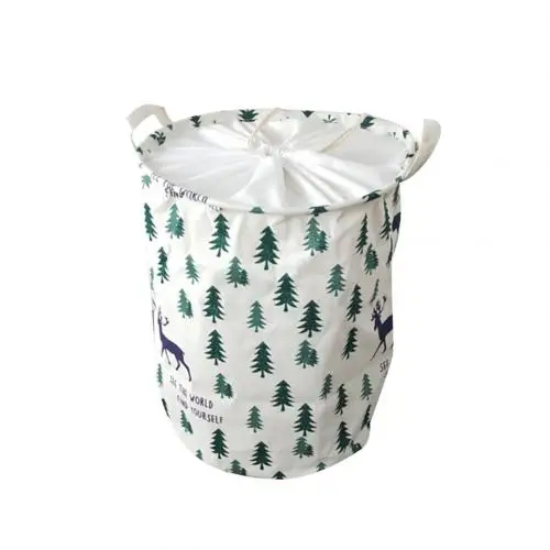 Deer Forest L Складная моющаяся грязная корзина для хранения игрушек, хлопковая Льняная сумка-ведро, органайзер для мелочей, большая емкость, корзина для белья для дома - Цвет: Deer Forest L