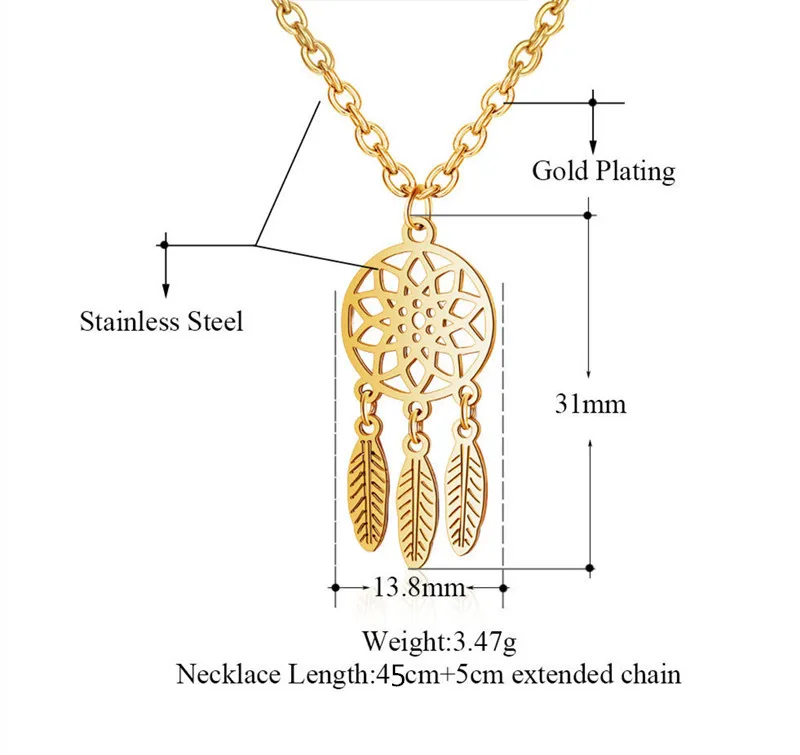 Ожерелье из нержавеющей стали, Ловец снов, титановая сталь, Женские Ювелирные изделия, Ловец снов, модное ожерелье, подарок дружбы