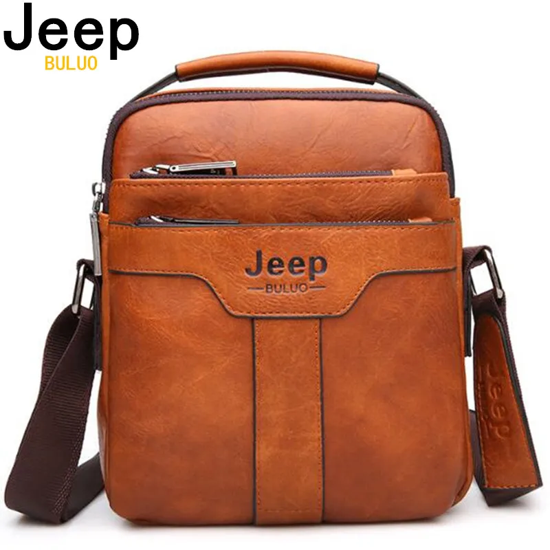 Jeep-革製ショルダーバッグ,男性用大容量メッセンジャーバッグ,クロスオーバーショルダーバッグ,茶色のビジネスギフト