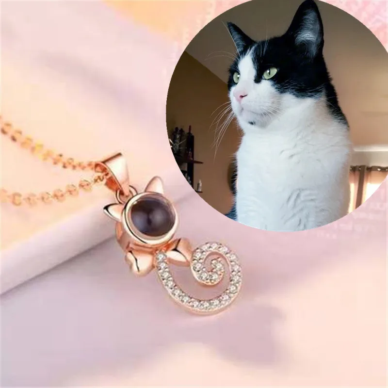 

dropshipping Custom Photo Couple Necklace Footprints Cat Dog Paw Pet Pendant Necklaces Projection Memory Lovers Jewelry Top Gift