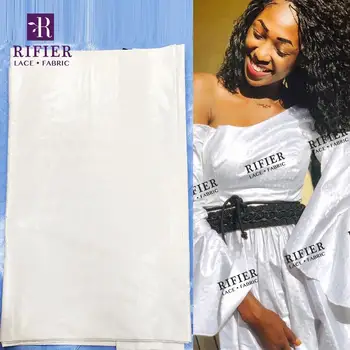 

White Bazin Riche Fabrics Jacquard Style African Senegal Women And Men Dresses Soft High Quality Basin Fabircs Sewing Material