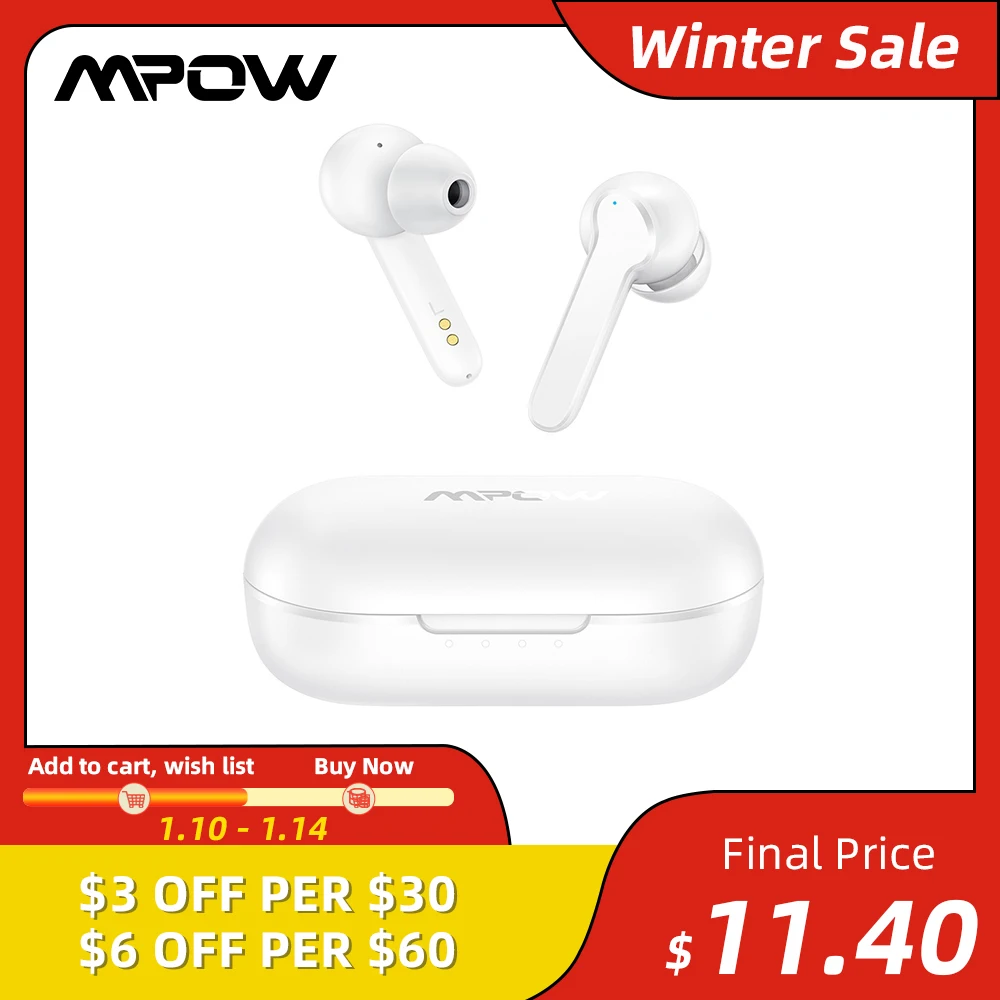 Беспроводные спортивные наушники Mpow Mbits S TWS наушники-вкладыши Bluetooth 5 0 CVC 8.0