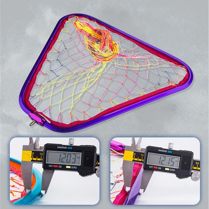 Fishing Mesh Head Round/Triangle Aluminum Alloy Frame Colorful Nylon Fishing Hand Landing Net Head Fishing Tackle