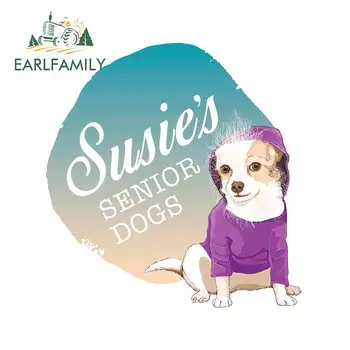 

EARLFAMILY 13cm x 12.5cm for Sujies Senior Dogs Car Stickers Refrigerator VAN Waterproof Decal Windows Windshield Car Styling