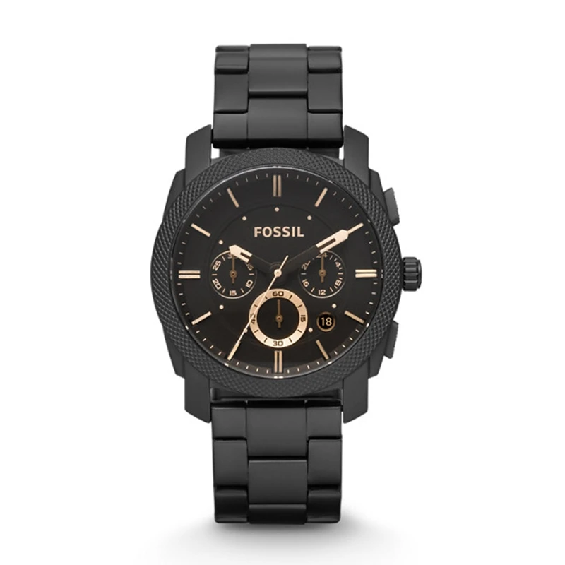 

Fossil Watch Men Machine Mid-Size Chronograph Watch with Black Stainless Steel Wristwatch mens watches top brand luxury FS4682
