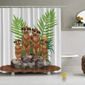 

Four Meerkats Standing on Stone Shower Curtain Decorative Shower Curtain,101829,71''Long x 59''Wide