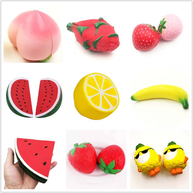 

Soft Scented Slow Rising Squishy Jumbo Fruit Lemon Banana Peach Dragon-Fruit Strawberry Watermelon Pinapple Squishy Toys