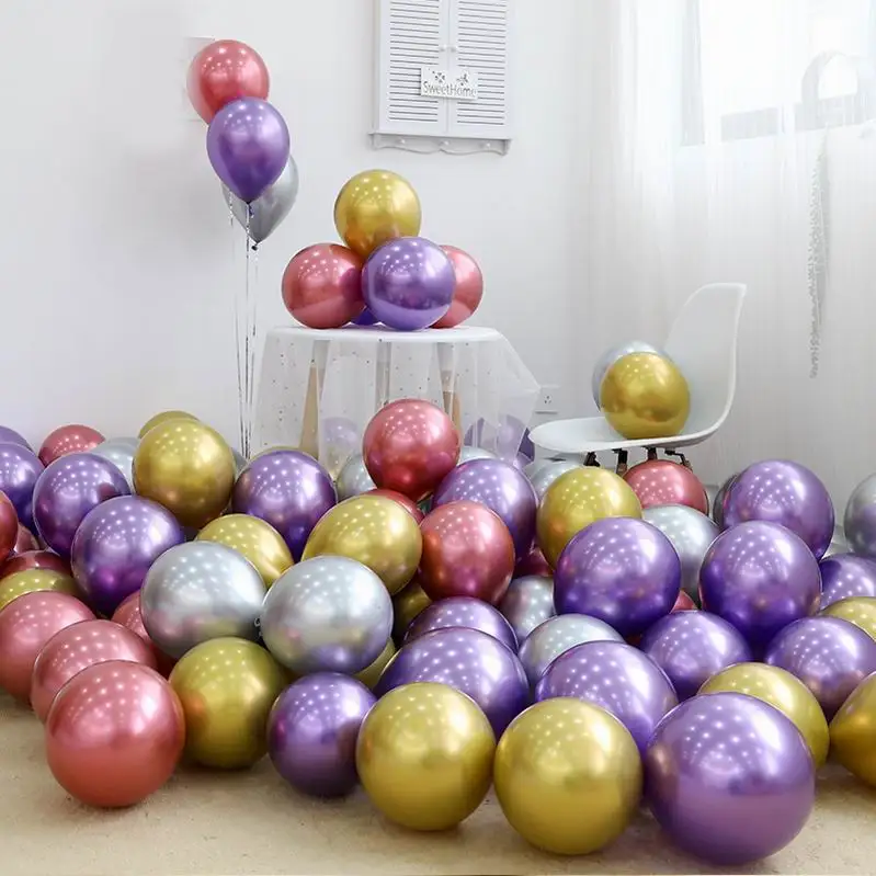 RedGoldSilverPurple 50 шт. 10 дюймов Золото Серебро Хром шары из латекса цвета металлик надувные гелиевые воздушные шары Свадебный декор день рождения поставки - Цвет: RedGoldSilverPurple