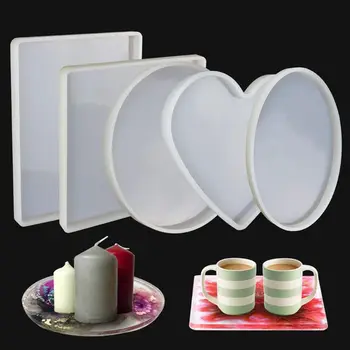 

Large Coaster Silicone Resin Mold Round Square Rectangle Heart Oval Shape Molds F3MD