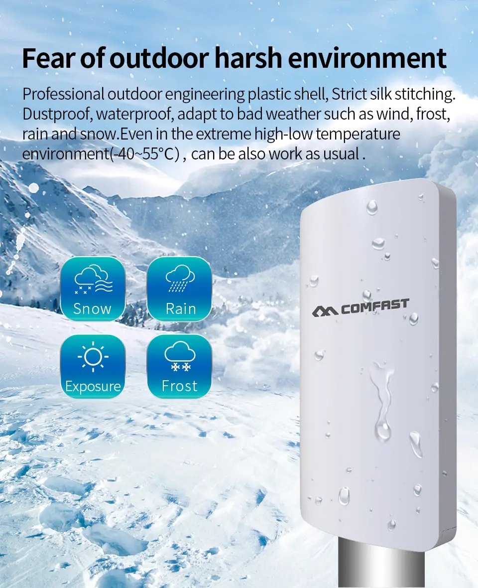 2 шт. COMFAST-E120AV3 3 км 300 Мбит/с 5,8 ГГц Открытый Wi-Fi CPE точка 11dBi Wi-Fi