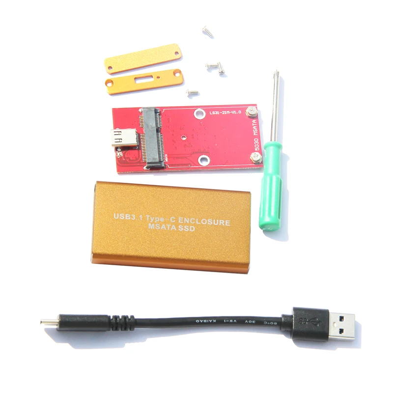 Qиндийский 10 Гбит/с USB 3,1 type-C для mSATA SSD корпус USB-C для мини SATA жесткий диск адаптер Внешний HDD Мобильный бокс 3030 5030 SSD