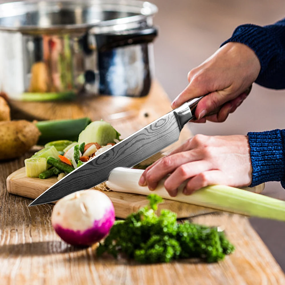 Kitchen Knife 9 set Chef Knives 7CR17 440C High Carbon Stainless Steel Damascus Drawing Gyuto Cleaver Set Slicer Santoku Knife