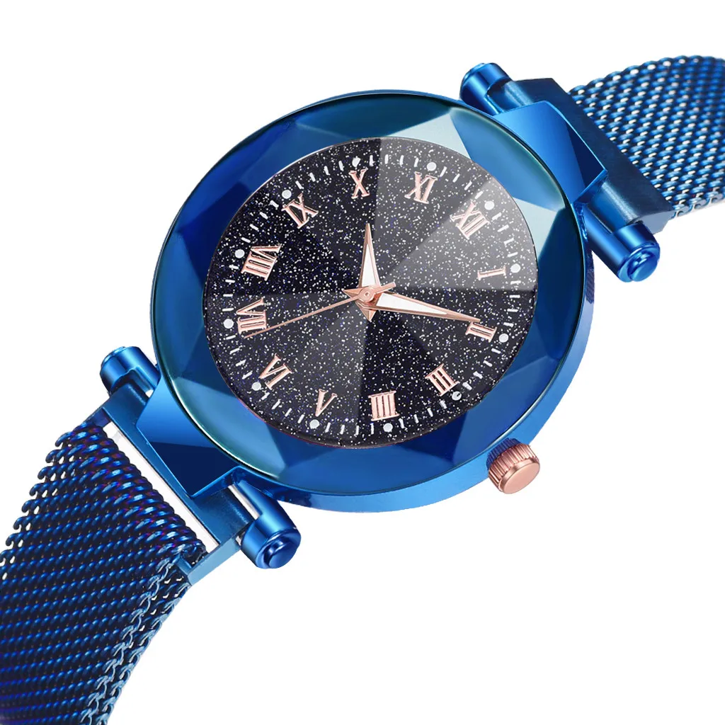 Наручные часы для женщин Роскошные выпуклые стеклянные кварцевые сетчатый ремень с магнитной пряжкой женские часы Stardust часы Montres Femmes - Цвет: BU
