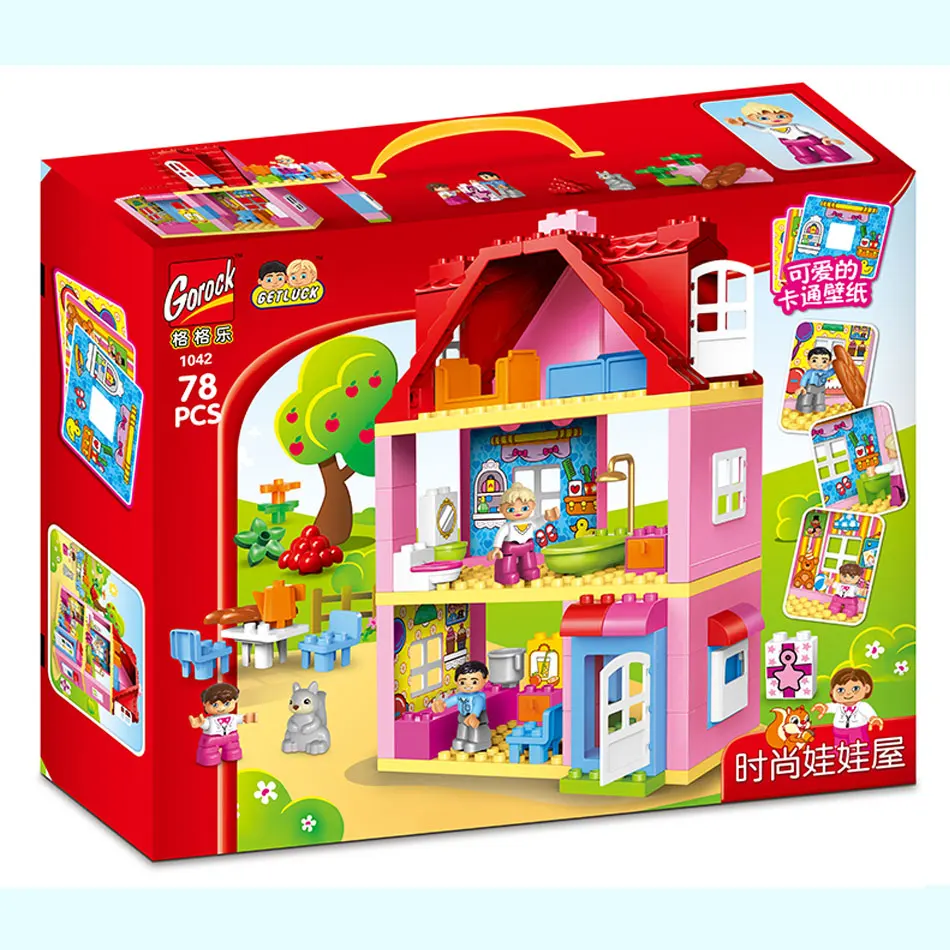 Duplos/дом друзей, семейный дом, розовый город, девочка, принцесса, фигура, дом, дети, строительный блок, образовательный Подарок для 10505