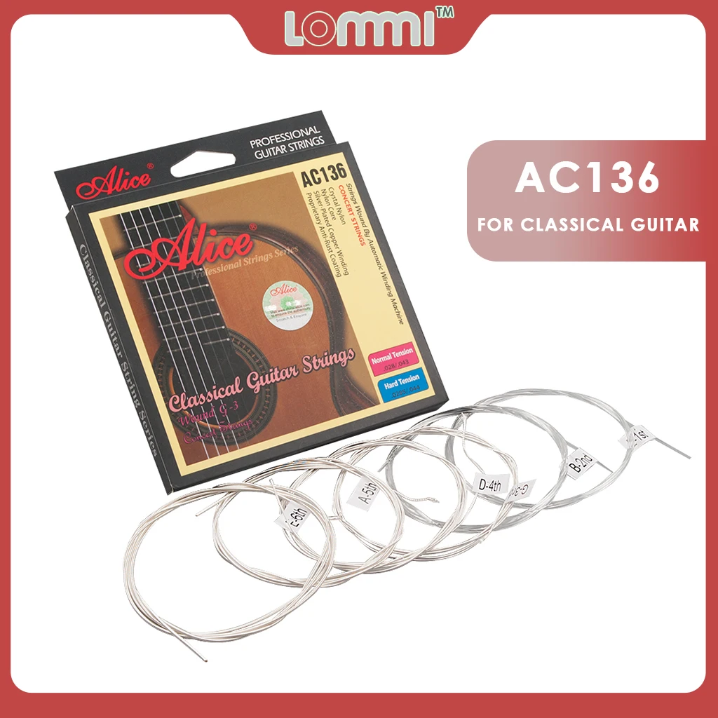 

LOMMI AC136 Classical Guitar Strings Set .028-.043 Strings Gauge Nylon Core Silver-plated Copper Winding Guitar Accessories