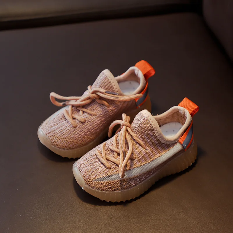 Светящаяся детская спортивная обувь, модная повседневная обувь для мальчиков и девочек, нескользящая Мягкая обувь для бега, детские кроссовки, ночная подсветка - Цвет: Оранжевый