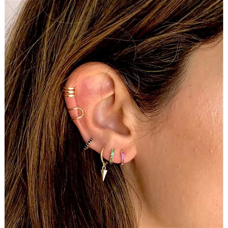 

100% 925 Sterling Silver Gun Black Geometric Hexagonal Conical Shape Small Stud Earrings for Women