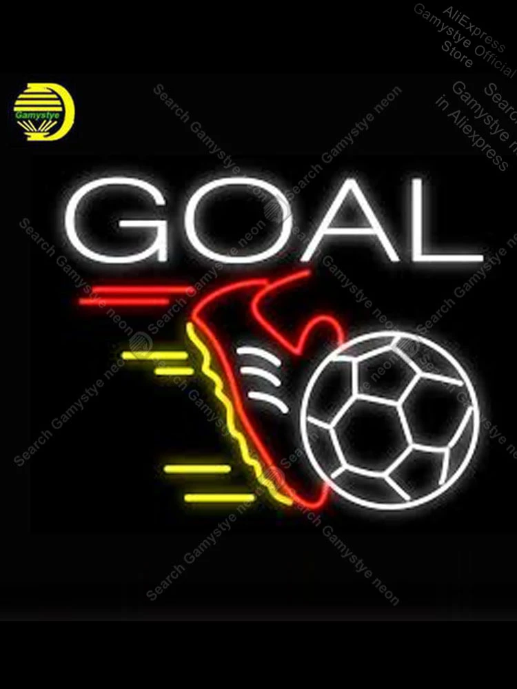 ネオンサインのためサッカー目標ネオンランプサッカーと靴ガラスフラッドライト店壁ディスプレイヴィンテージガレージ照明爪サイン Neon Bulbs Tubes Aliexpress