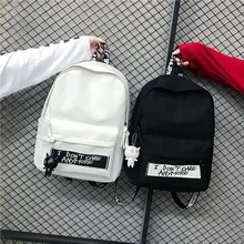 Женский модный холщовый рюкзак с кукольным кулоном, дорожная женская сумка через плечо Harajuku, школьный рюкзак для девочек-подростков Mochila, рюкзак