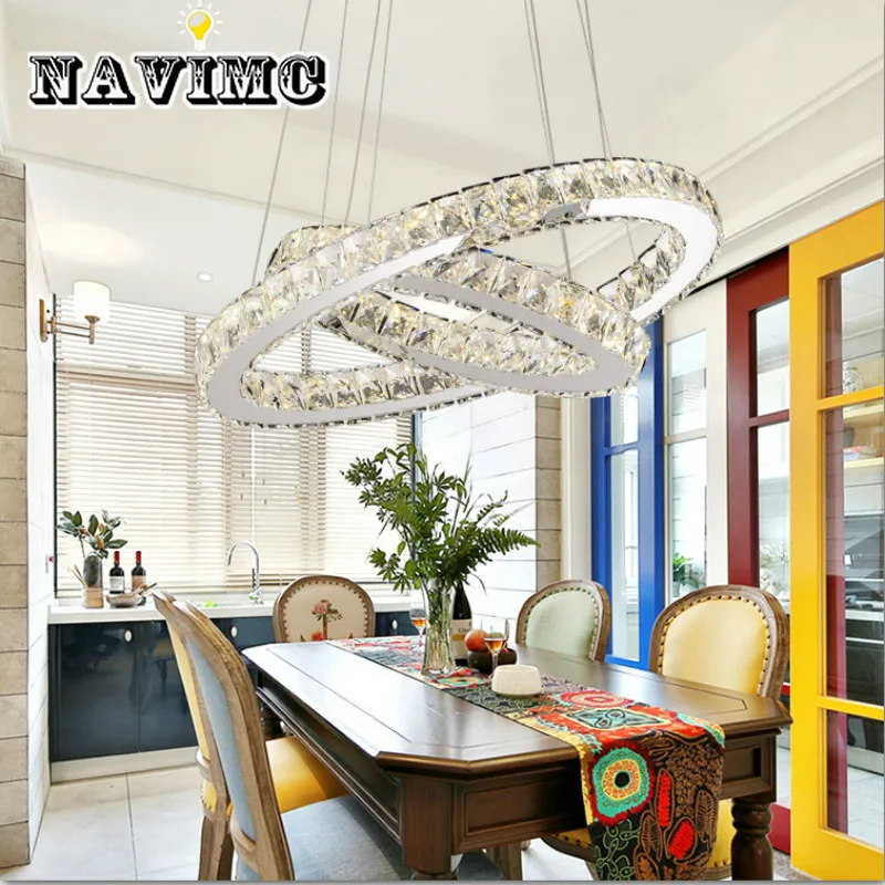 

Modern 2 Ring LED Round Gold Crystal Creative Chandelier for Light Luxury Living Room Bedroom