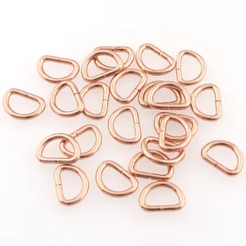 

100pcs Rose gold Metal D-shaped buckle 10mm Small D rings Semicircle button Webbing Strapping Bag Hardware Accessories