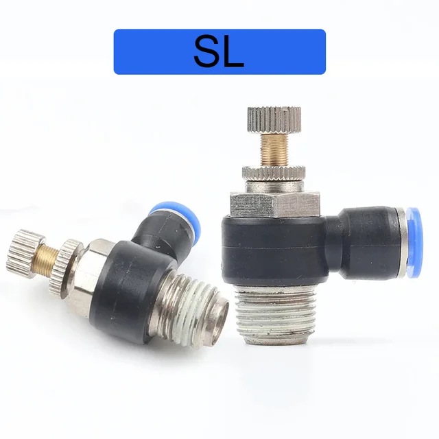 SL Quick Connection Pneumatic Fittings Throttle Speed Controller Valve 4-12MM M51/8 1/4 3/8 1/2 Air Pressure Regulator