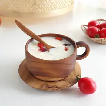 

Natural Wooden Cup Reusable Environmental Protection Tea Coffee Milk Wine CupDrinkware Heat Insulation Water CupHome Decoration