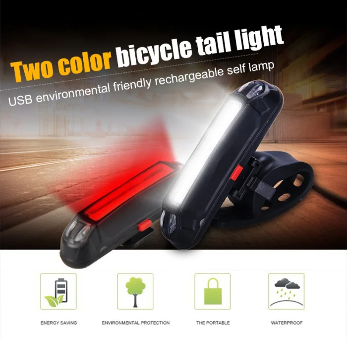 Bicycle Tail Light Bicycle Light Waterproof USB Charging Bicycle Light Mountain Bike LED Warning Light FOU99
