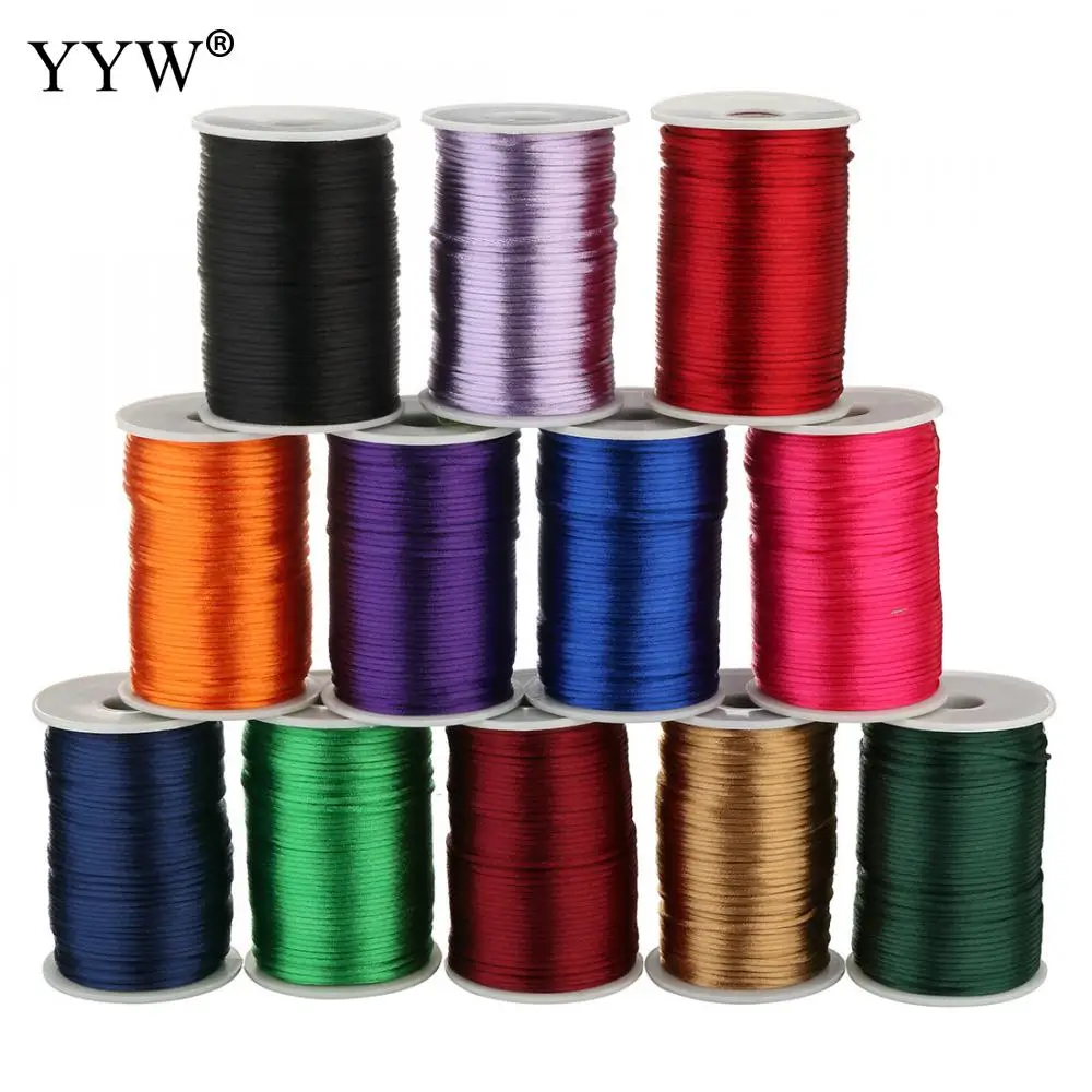 

High Quality 24 Color 100m/Spool 2MM Nylon Cord Black Red Satin Silky Thread String Diy Beading Braided Bracelet Jewelry Making