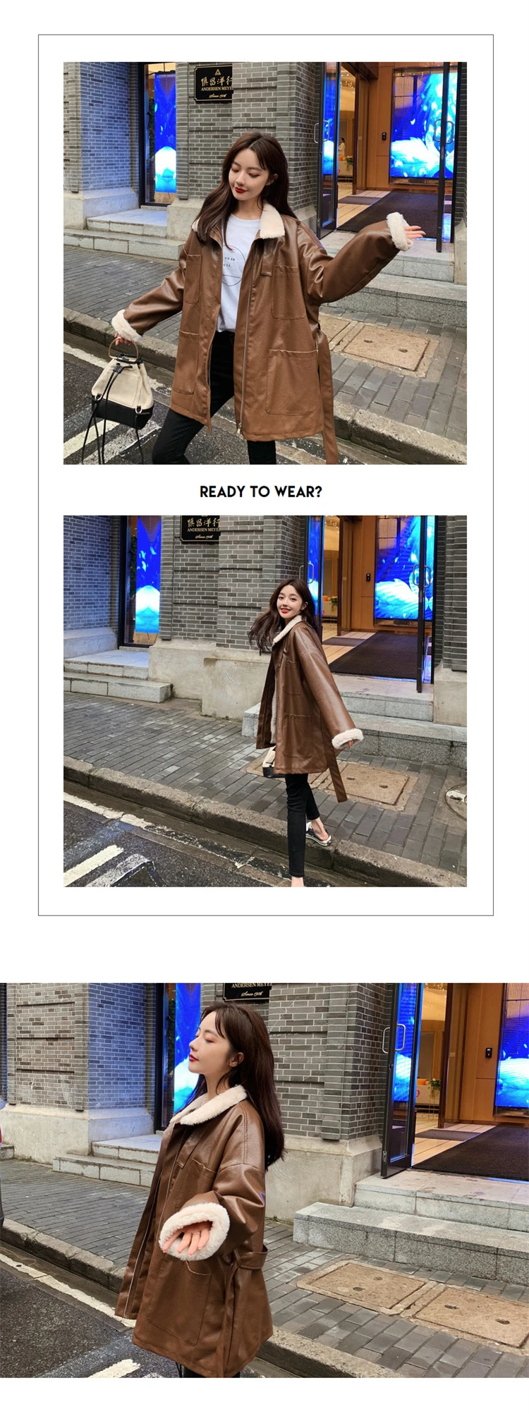 PU Leather Jackets Women's Clothing Long Parkas Winter Coats Korean Plus Velvet Lamb Wool Fur Hair Locomotive Jacket N1148
