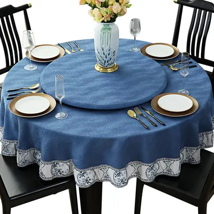 

European-style large round table cloth, simple household table cloth, solid color cloth round table cloth.