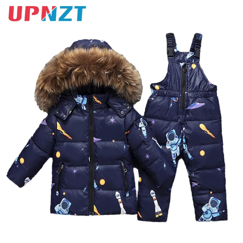 

Winter Warm Children's Clothing Sets Real Fur Baby Girl Duck Down Snowsuit Kids Ski Suit Set Winter Boy's Down Jackets+Pants