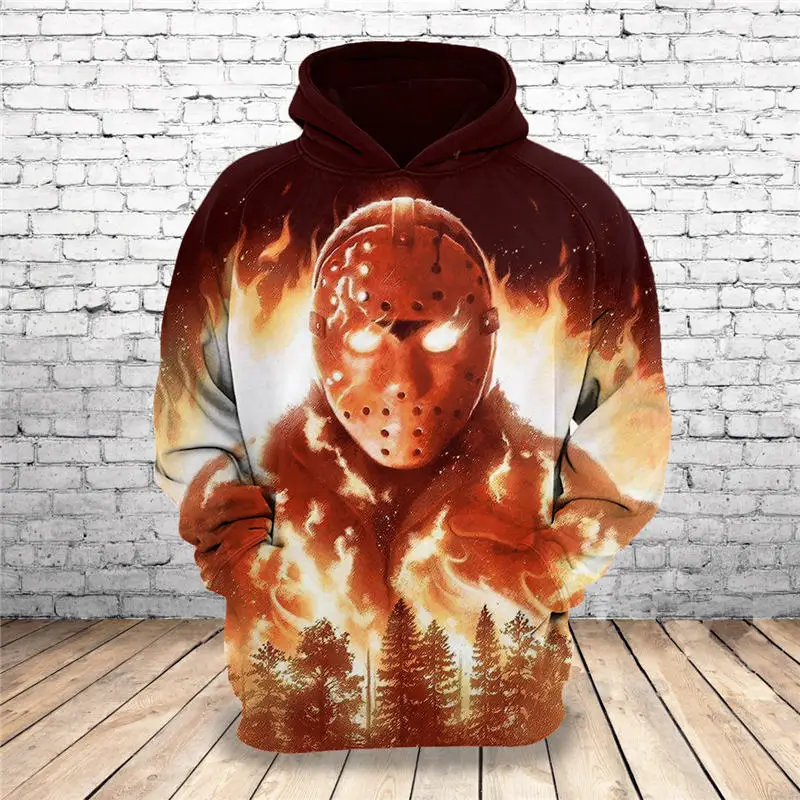 

2019 Hot New Customize Design Halloween 3D Horror Jason Printed Hoodies Fashion Pullovers Tops Men Clothing Drop Shipping