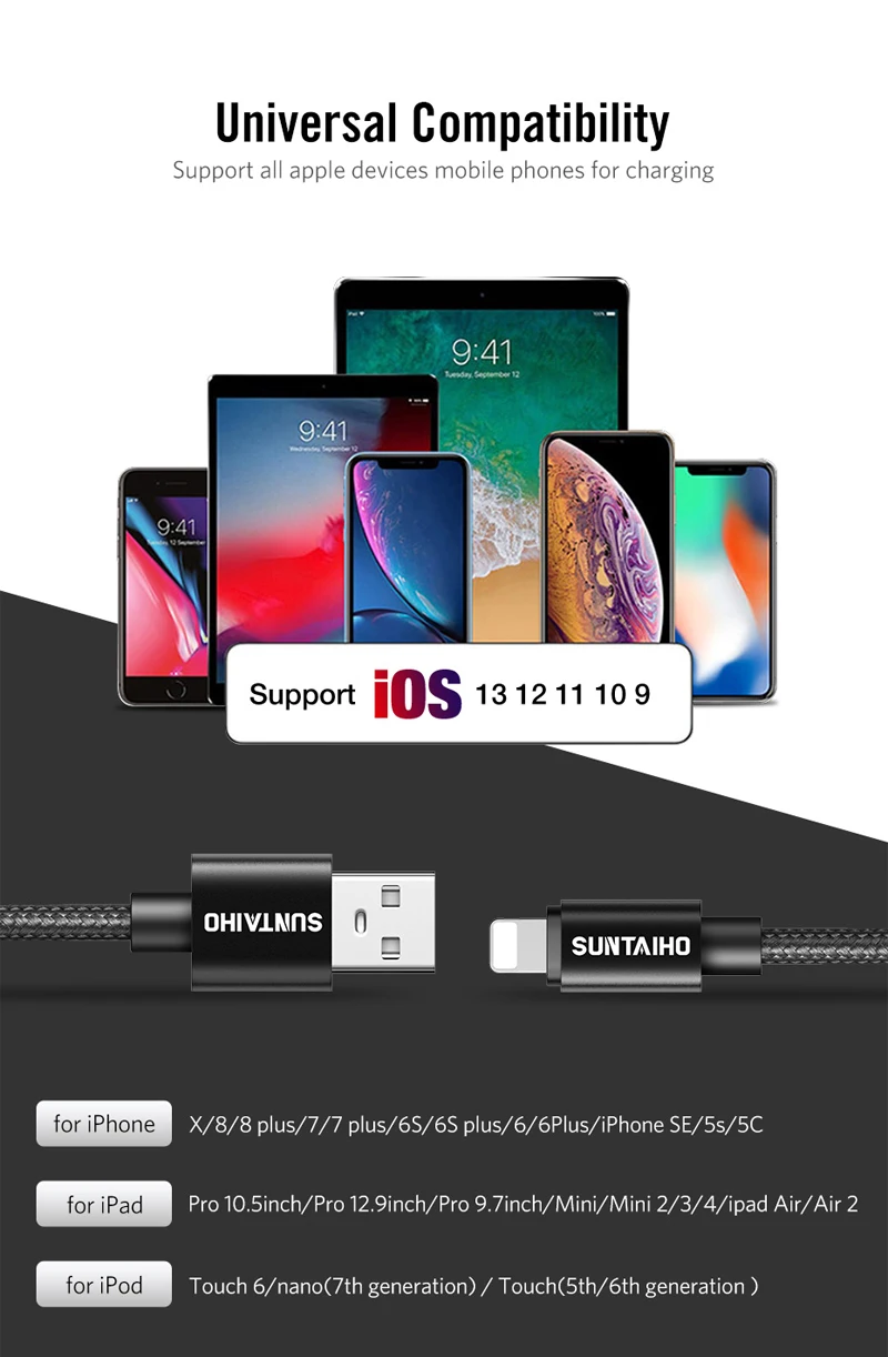 Suntaiho 3 м USB Быстрый зарядный кабель для iPhone 11 Pro max Xs Xr X 8 7 6 Plus 6s 5S Plus usb зарядный кабель для iPhone зарядное устройство