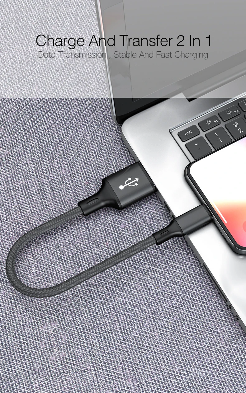 25 см короткий, для зарядного устройства кабель для передачи данных Micro usb type C кабель для освещения для iPhone X samsung huawei быстрая зарядка банк питания Кабели для телефонов