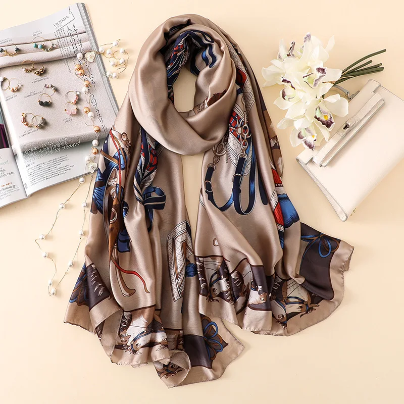 Spak винтажные банданы шарф Омбре женский роскошный градиентный цвет шелковый шарф клетчатая полосатая шаль Хиджаб высокого качества