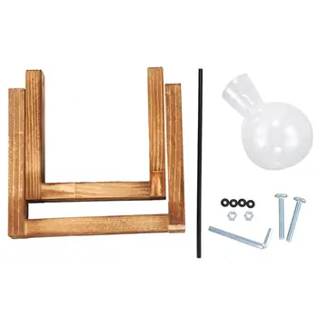 

Wooden Stand Transparent Glass Plant Containers Standing Hydroponics Plant Flower Pot Home Desk Decor (Stand with 1 Pot)