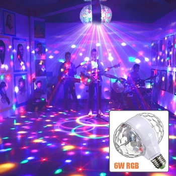 

E27 6W LED stage Light Colorful RGB Auto Rotating Bulbs DJ Light Double Heads LED For Party Disco Music Bar KTV Lighting D40