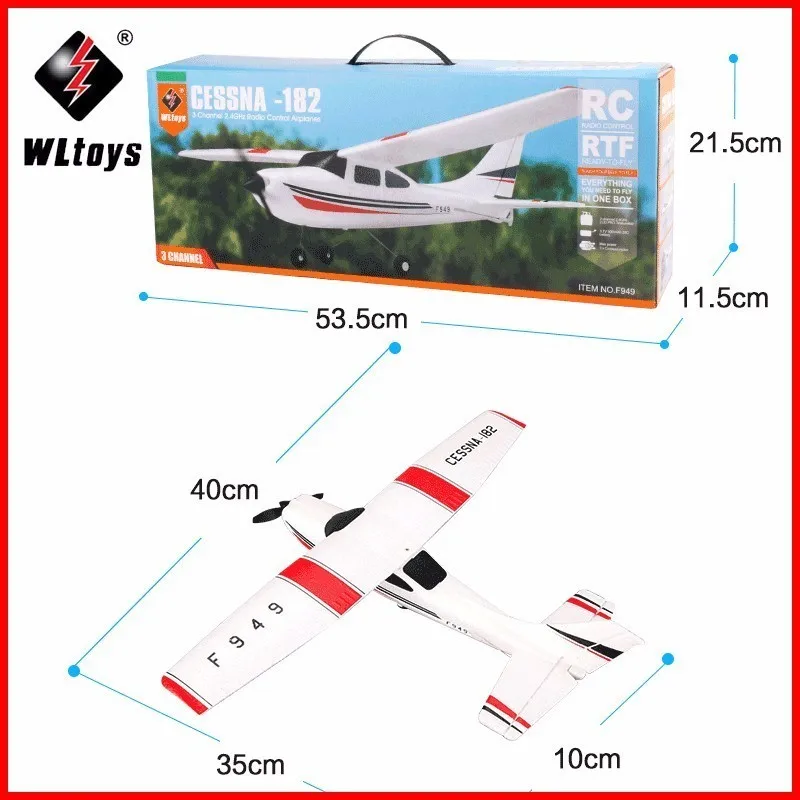 

Wltoys F949 RC Airplane Plane Remote Control Toy 2.4G Aircraft Model 3-Channel Outdoor Gliders with Built-in USB Batterty
