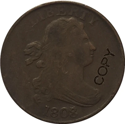 1808 8 over 7 США(1800-1808) 7 монет драпированный бюст пол-цента копии монет - Цвет: 1808 8 over 7