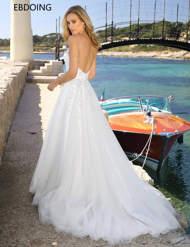 Vestidos De Novia, сексуальное свадебное платье трапециевидной формы с открытой спиной и v-образным вырезом, новейшее, на заказ, большие размеры, длинное свадебное платье для невесты