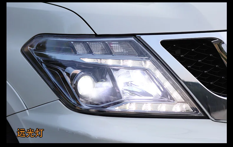 Автомобильный Стайлинг для Nissan Patrol 2010- светодиодный головной светильник для Nissan Y62 DRL головной светильник с высокой версией
