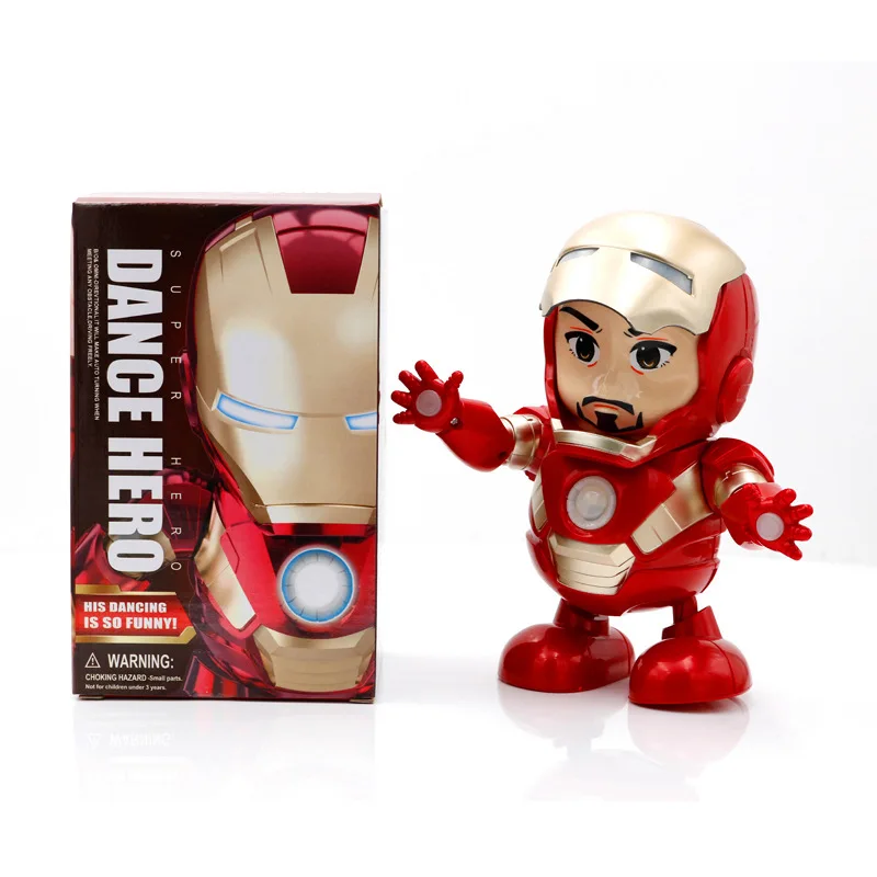 Мстители эндшпиль танцующий Железный человек супер герой робот с светодиодный музыкальный фонарик Тони Старк электрическая фигурка игрушка для детей