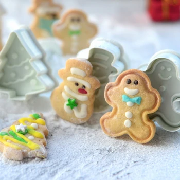 

Christmas 3d Icing Cookies Mould Fondant Tool Christmas Tree Santa Claus Gingerbread Man Halloween Pumpkin Cake Cutter